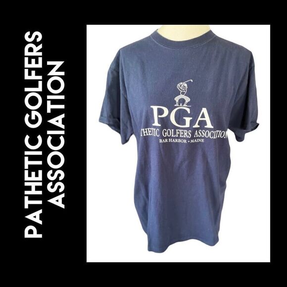 PGA (Pathetic Golfers Association) Navy Blue Graphic T-Shirt Size L - Picture 1 of 7